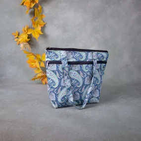 Medium Size Handbag Blue Colour with Mango Prints.