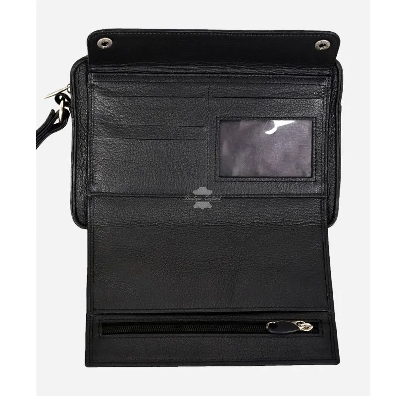 Mens Leather Wristlet Money Travelling Bag Mobile Cards Utility Pouch