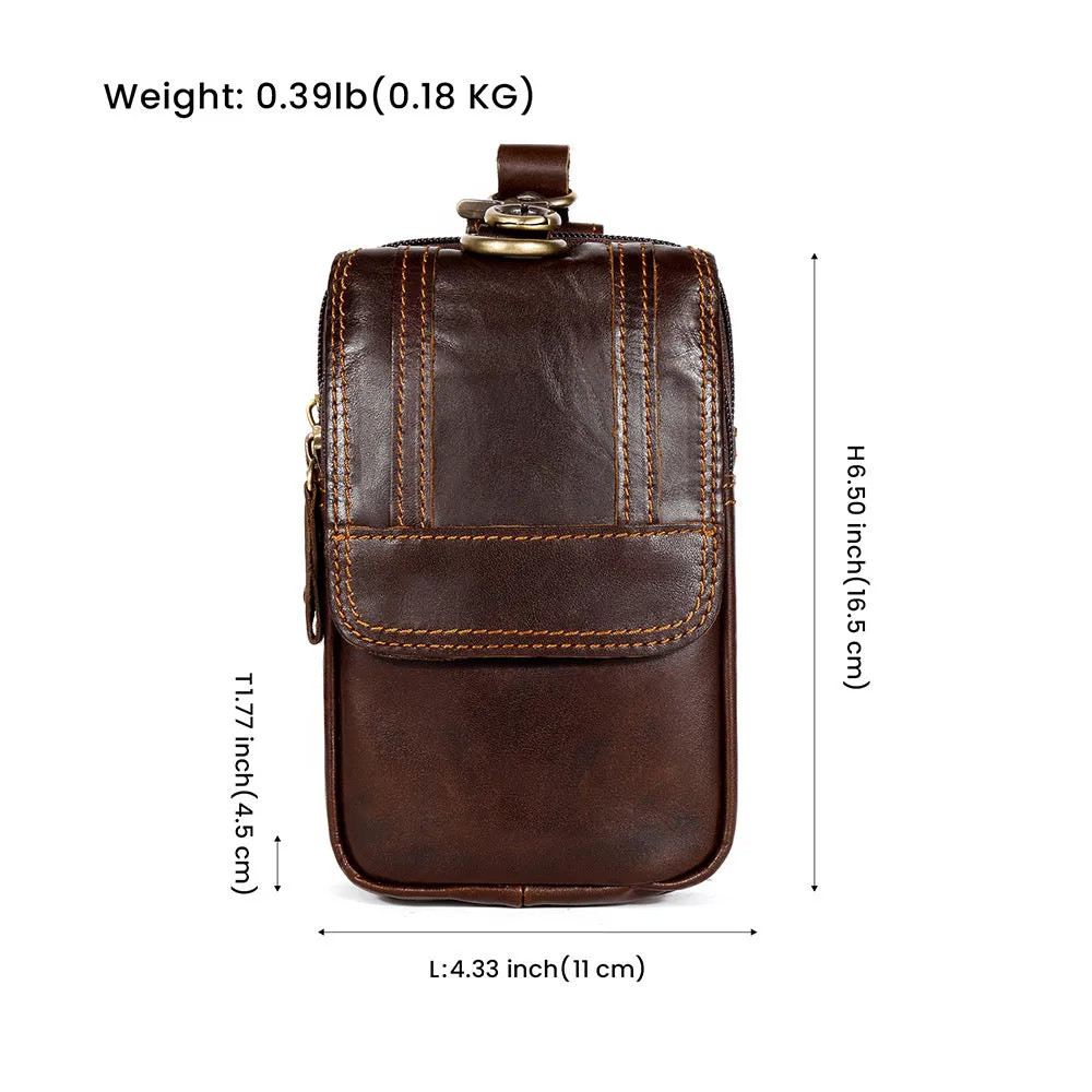 Men's Retro Classic Leather Messenger Shoulder Bag Business Waist Bag Phone Bag