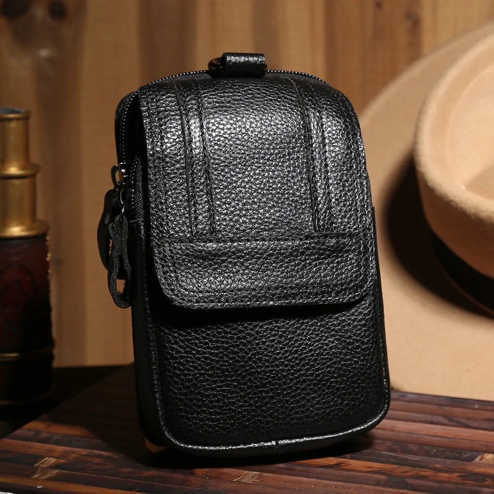 Men's Retro Classic Leather Messenger Shoulder Bag Business Waist Bag Phone Bag