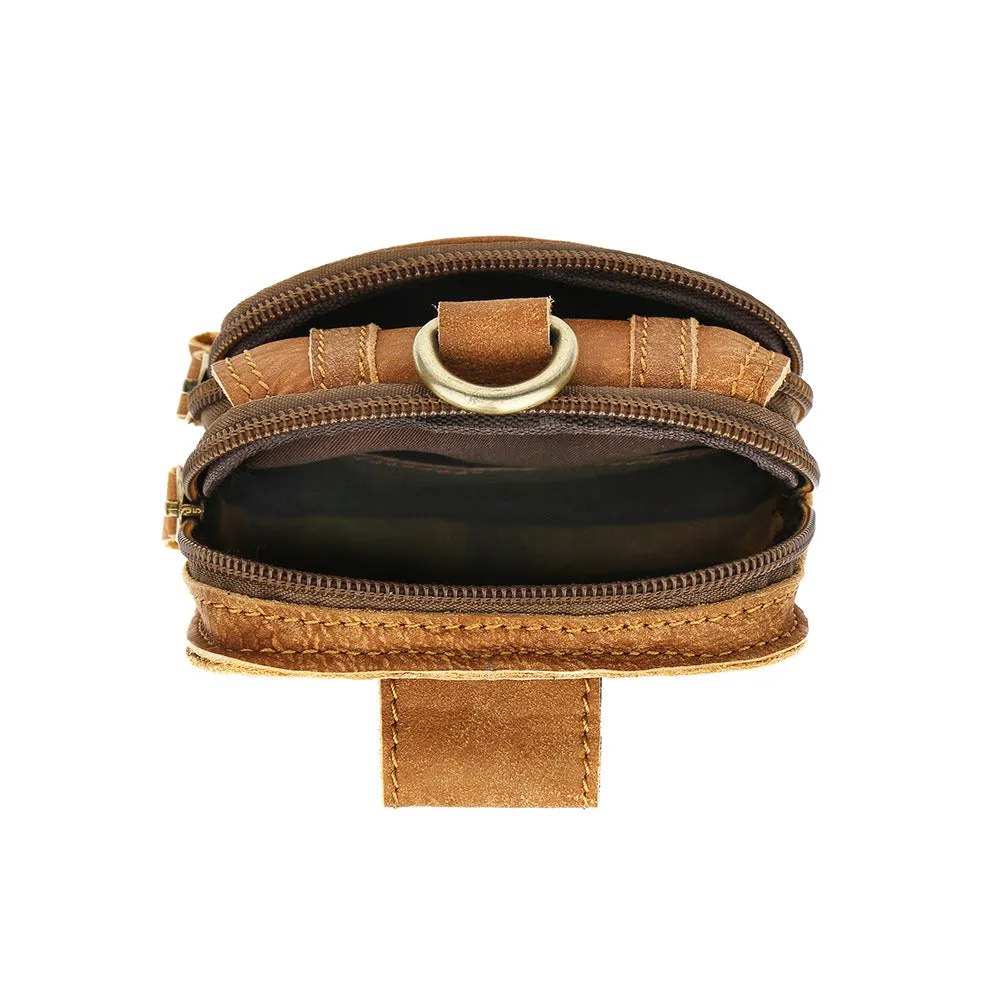 Men's Retro Classic Leather Messenger Shoulder Bag Business Waist Bag Phone Bag
