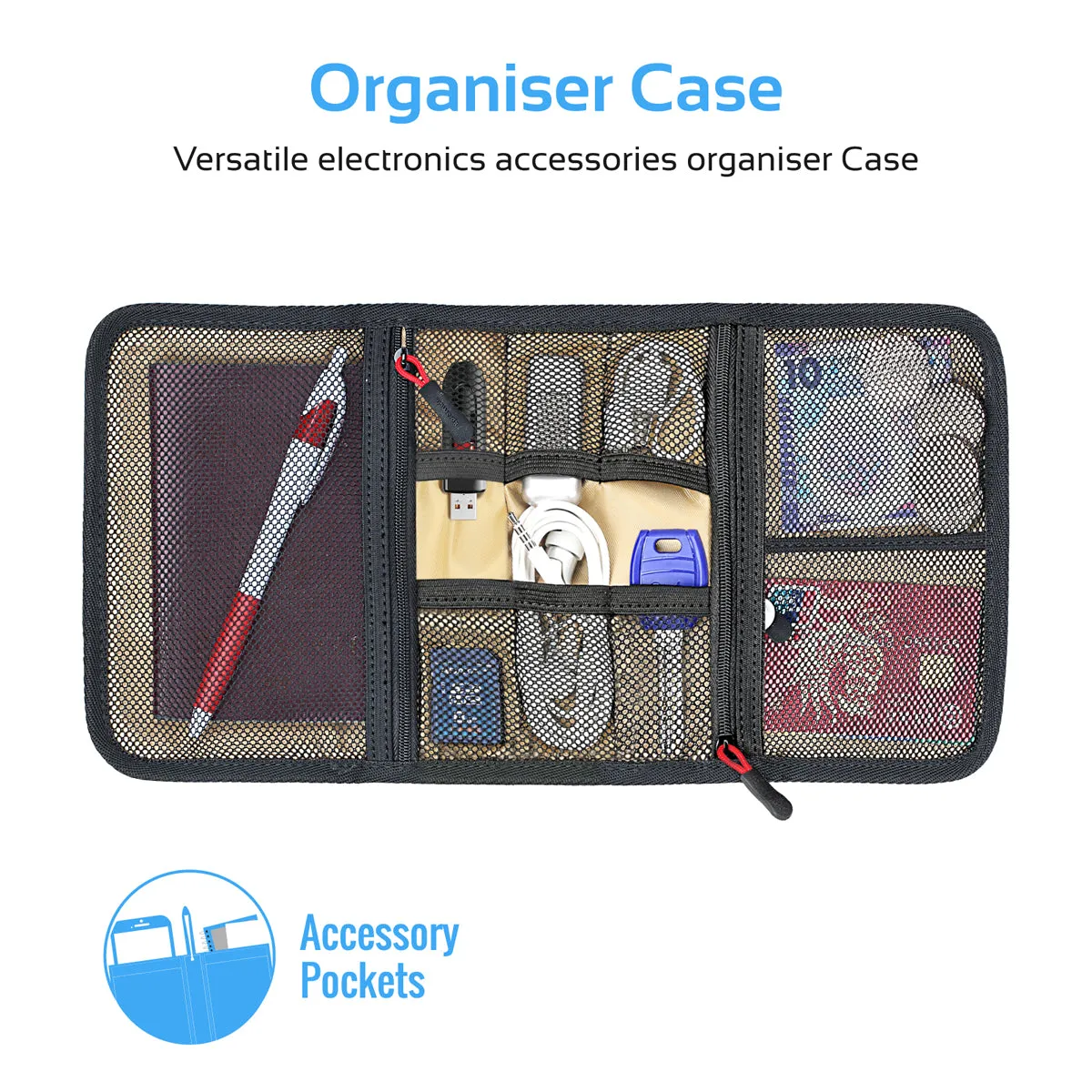 Multi-Purpose Travel Electronic Accessory Organizer Pouch