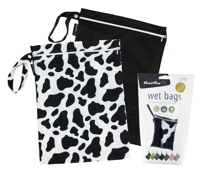 Mum2Mum Wet Bags Twin Pack - COW/BLACK