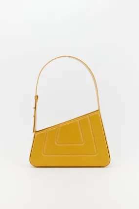 Mustard Asymmetric Leather Quilted Bag