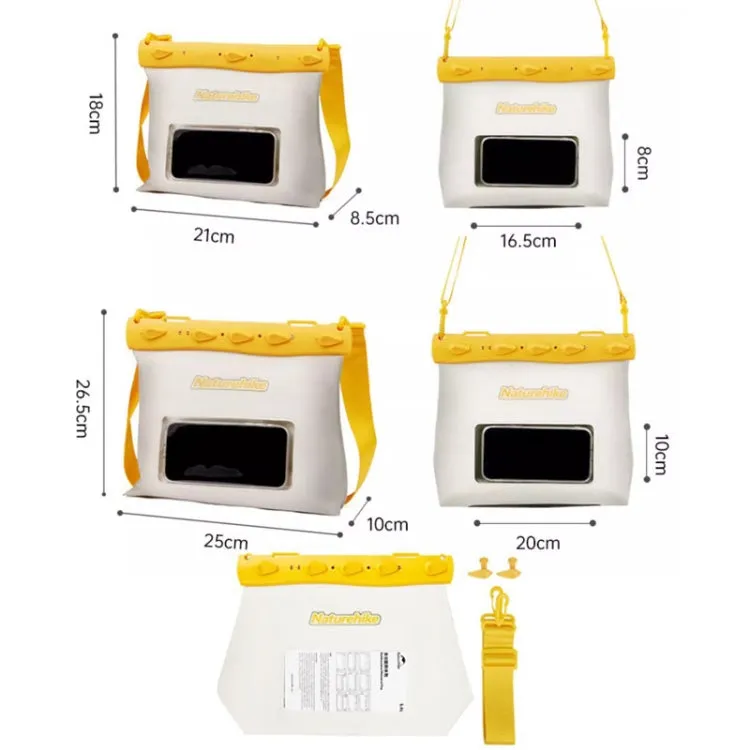 Naturehike Touch Screen Cell Phone IPX8 Waterproof Bag Swimming Diving Bag Trail Rafting Equipment, Color: 5.6L Yellow
