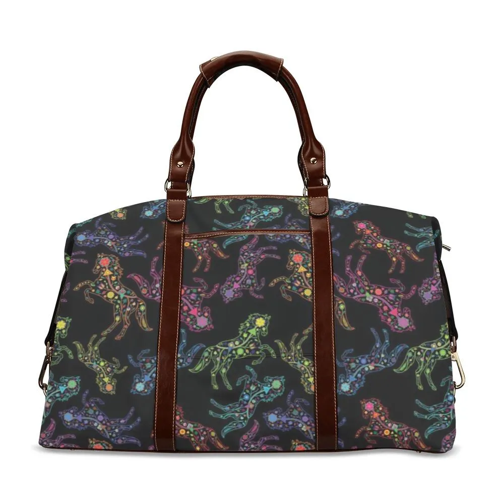 Neon Floral Horses Classic Travel Bag