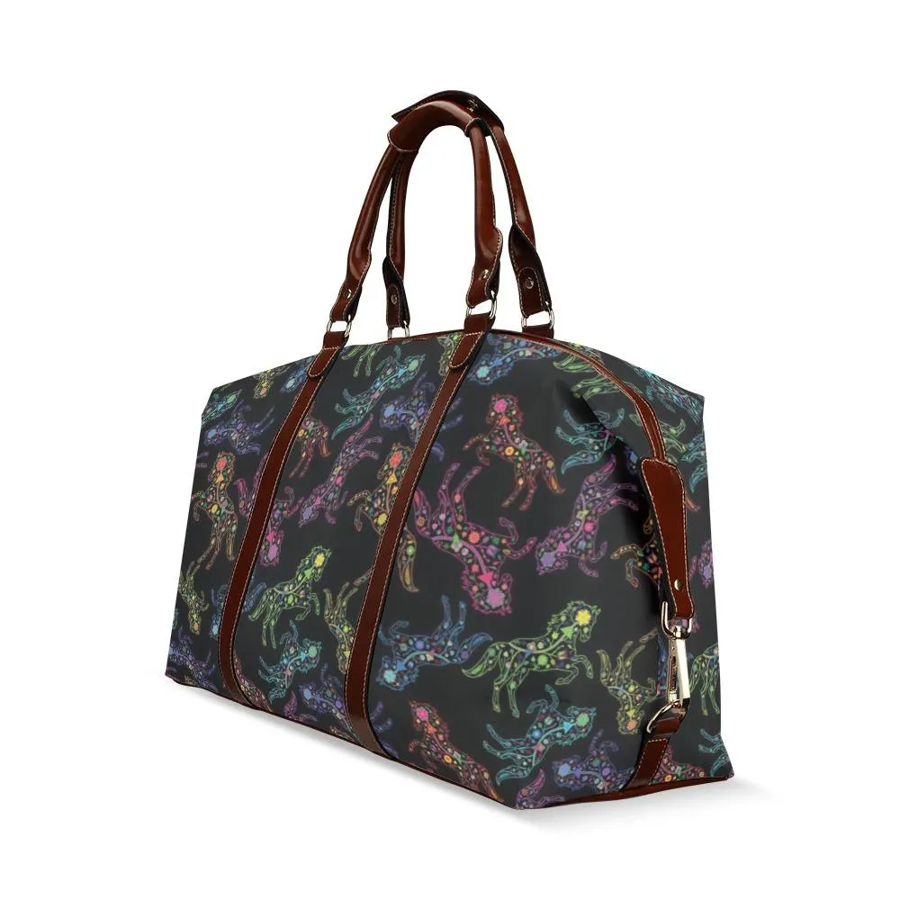 Neon Floral Horses Classic Travel Bag