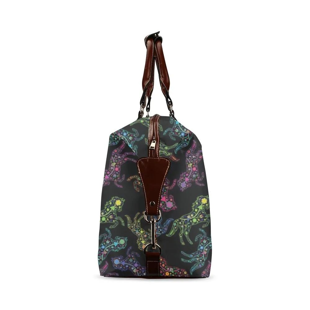 Neon Floral Horses Classic Travel Bag