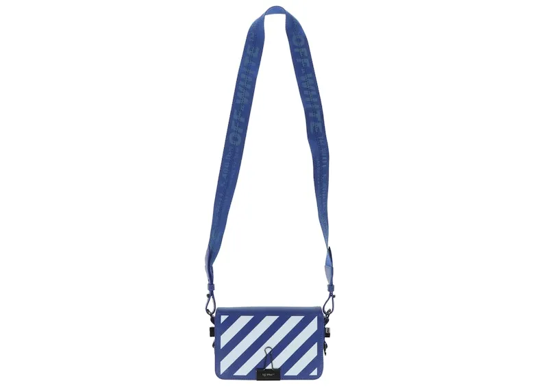 Off-White Diagonal Stripe Mini Flap Bag Blue/White