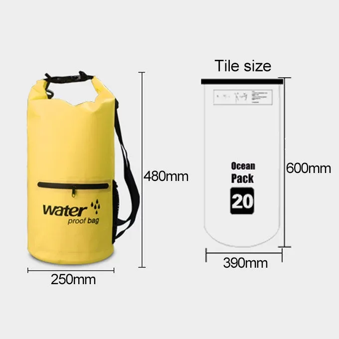 Outdoor Waterproof Dry Dual Shoulder Strap Bag Dry Sack PVC Barrel Bag, Capacity: 20L(Green)