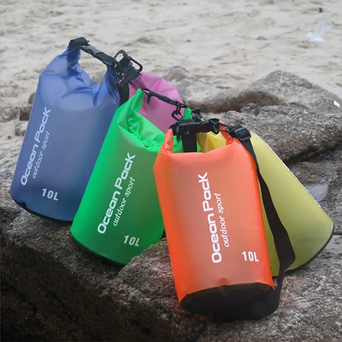 Outdoor Waterproof Single Shoulder Dry Bag Dry Sack PVC Barrel Bag, Capacity: 10L (Yellow)