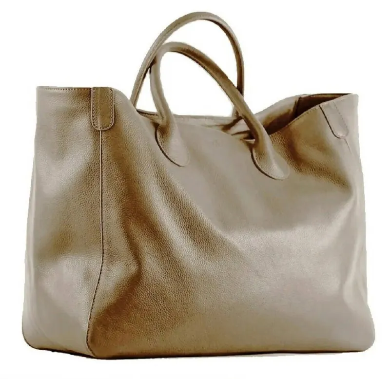 Oversized Leather Top Handle Bag