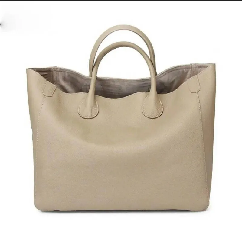 Oversized Leather Top Handle Bag