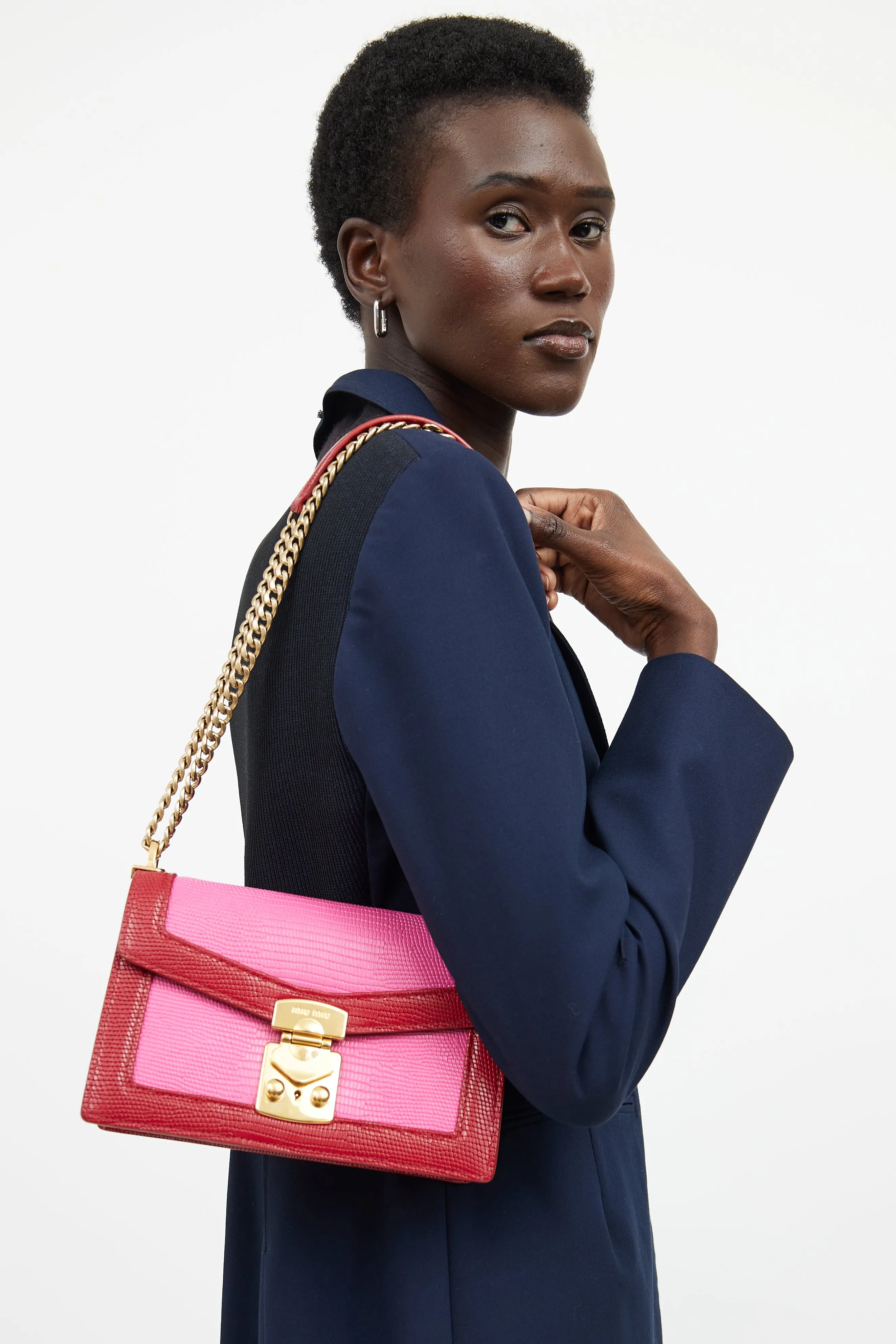 Pink & Red Flap Chain Bag