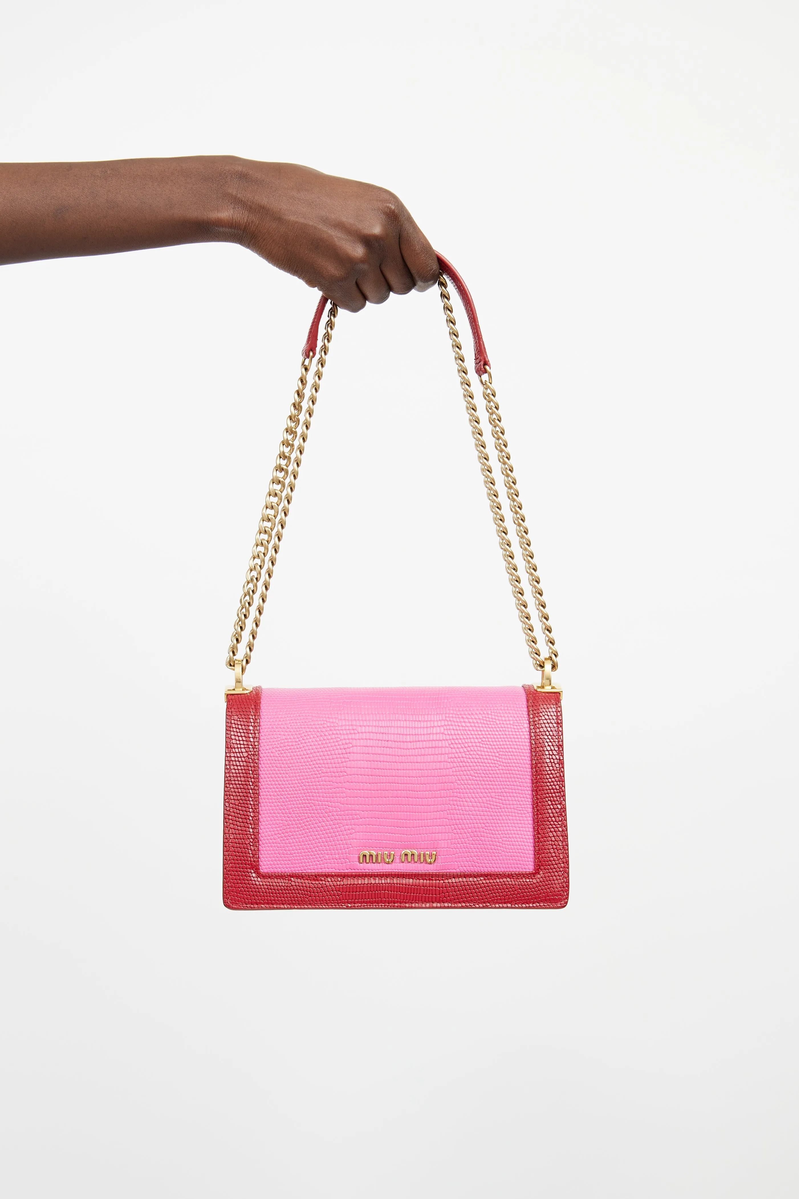Pink & Red Flap Chain Bag