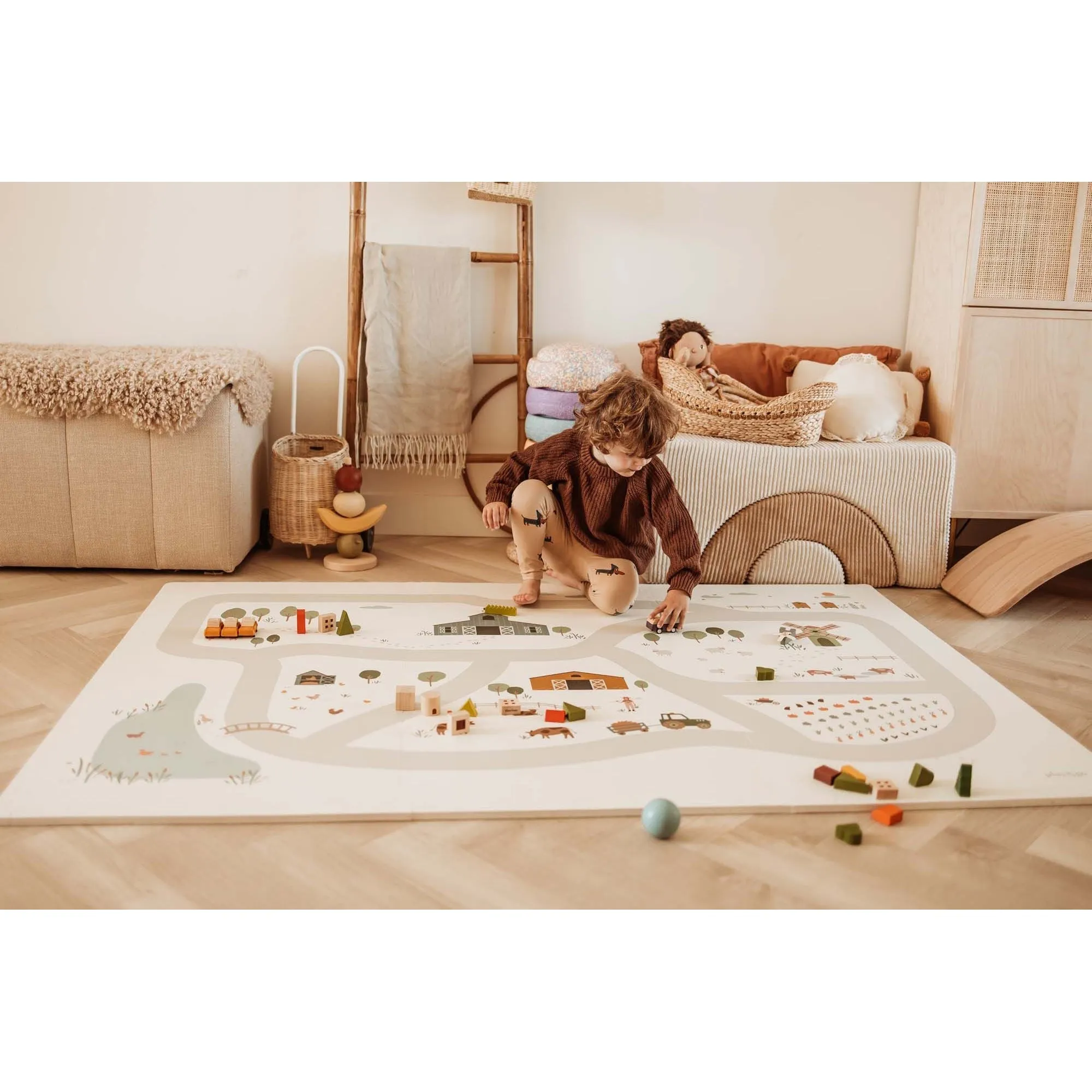 Play&Go EEVAA 3-in-1 Reversible Puzzle Playmat - Farm - 120x180cm