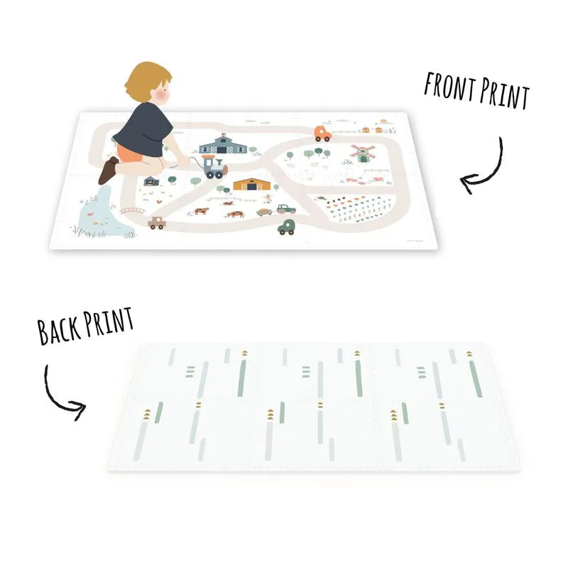 Play&Go EEVAA 3-in-1 Reversible Puzzle Playmat - Farm - 120x180cm