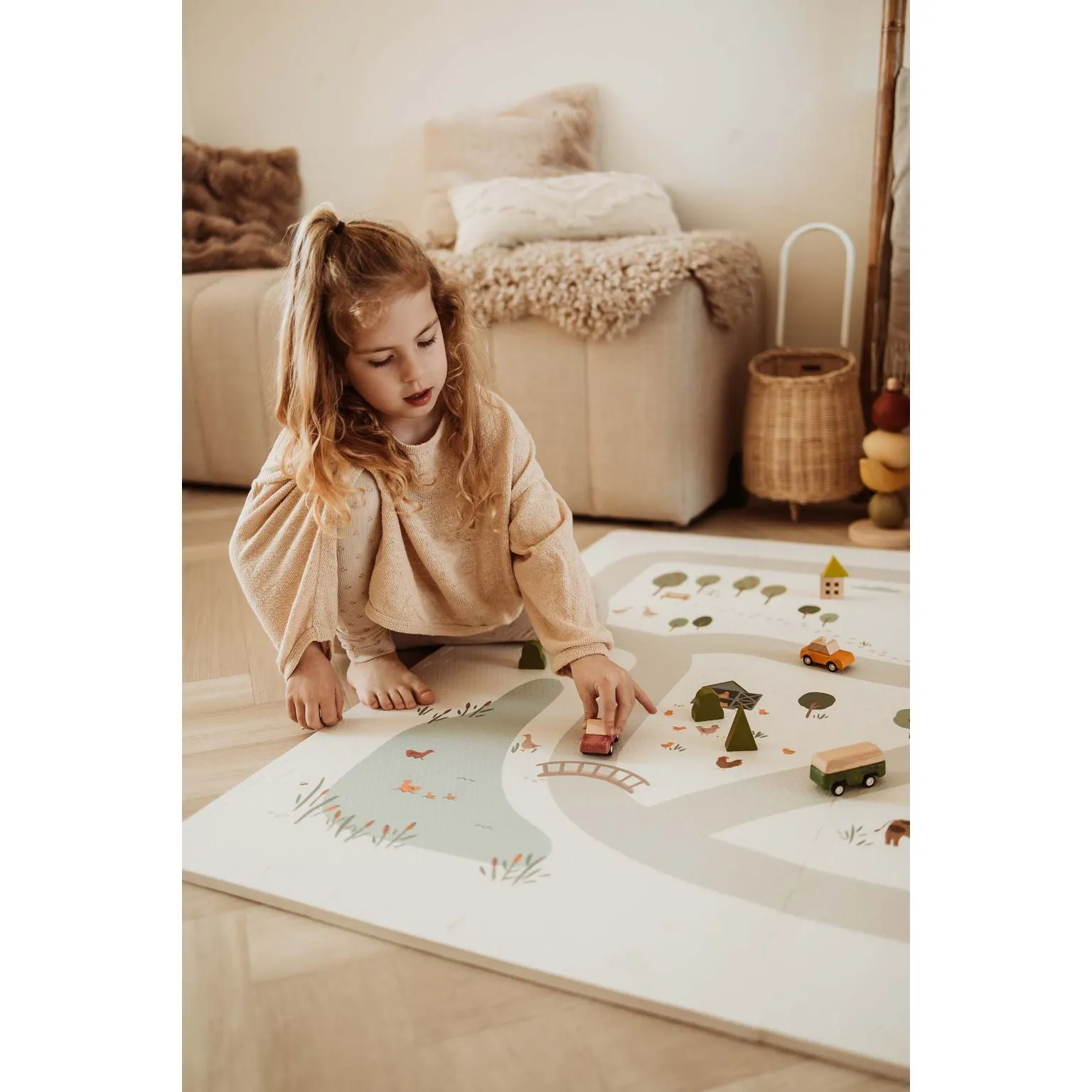 Play&Go EEVAA 3-in-1 Reversible Puzzle Playmat - Farm - 120x180cm