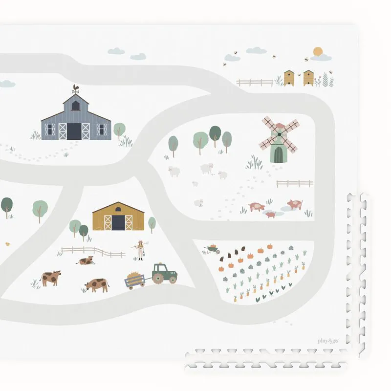 Play&Go EEVAA 3-in-1 Reversible Puzzle Playmat - Farm - 120x180cm