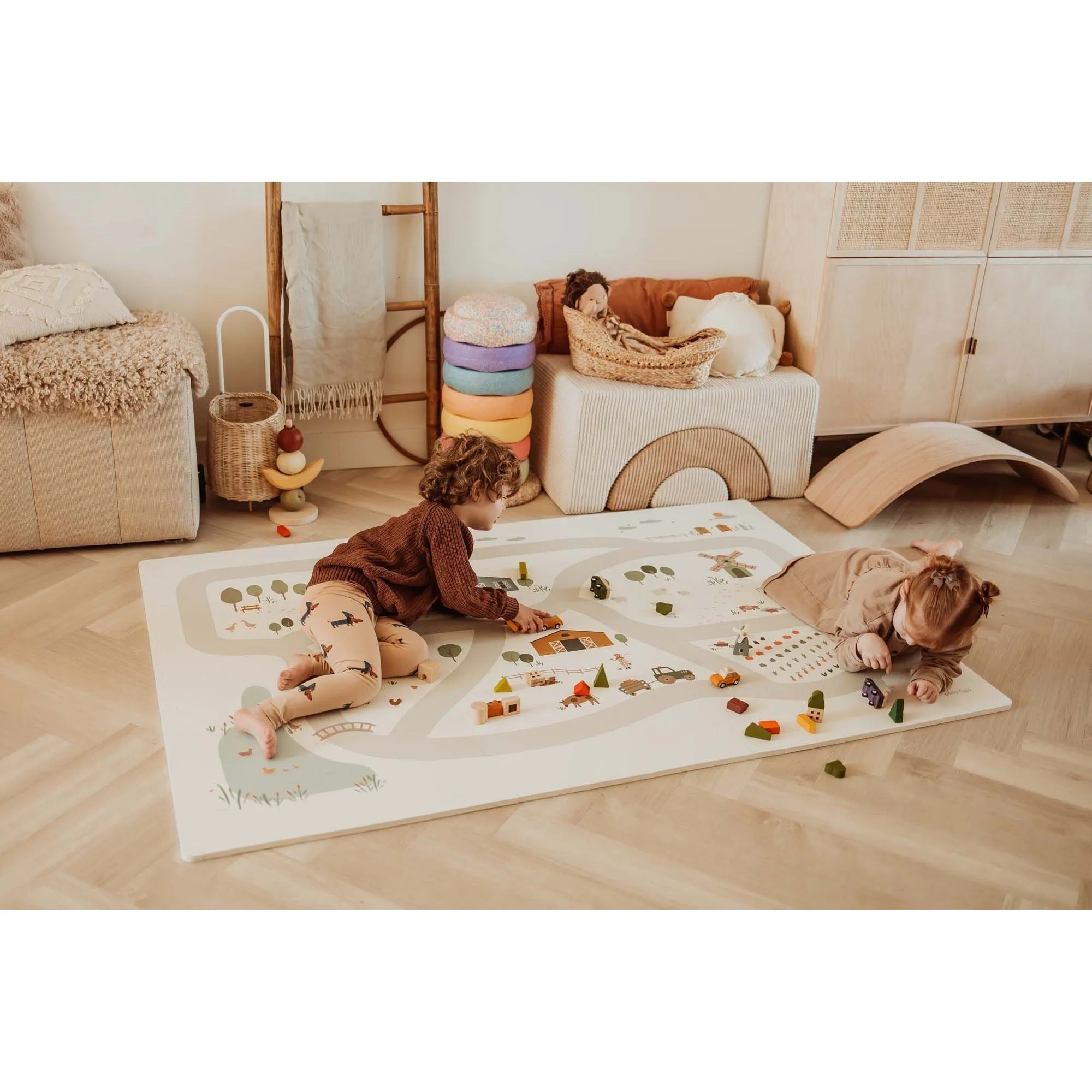 Play&Go EEVAA 3-in-1 Reversible Puzzle Playmat - Farm - 120x180cm