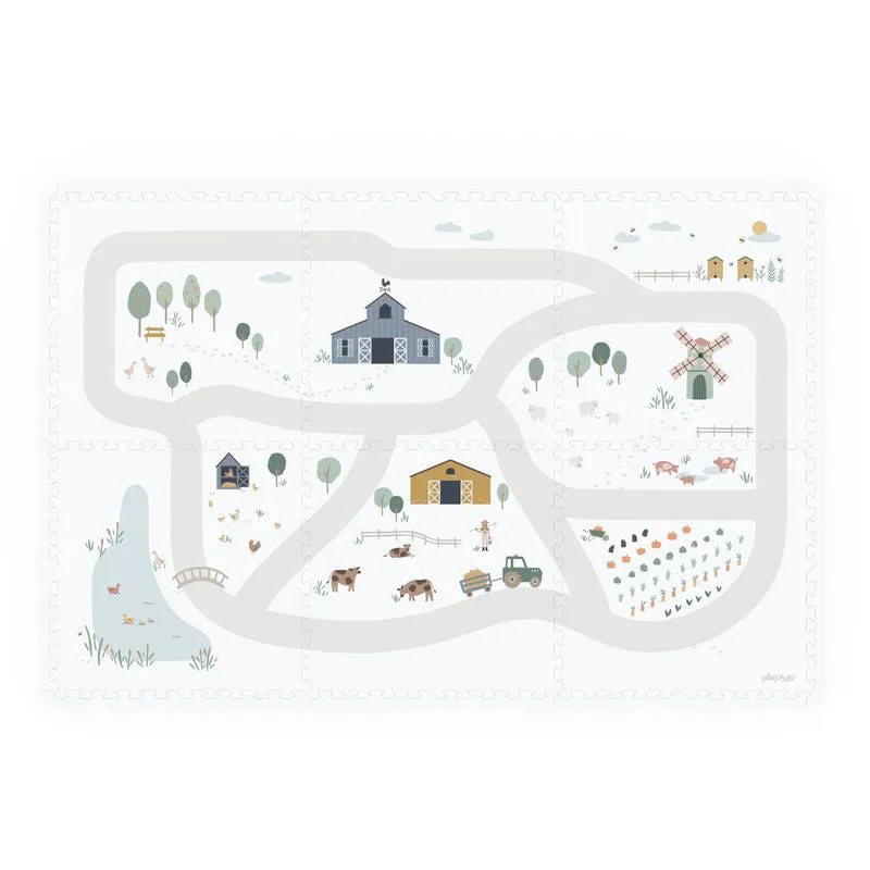 Play&Go EEVAA 3-in-1 Reversible Puzzle Playmat - Farm - 120x180cm