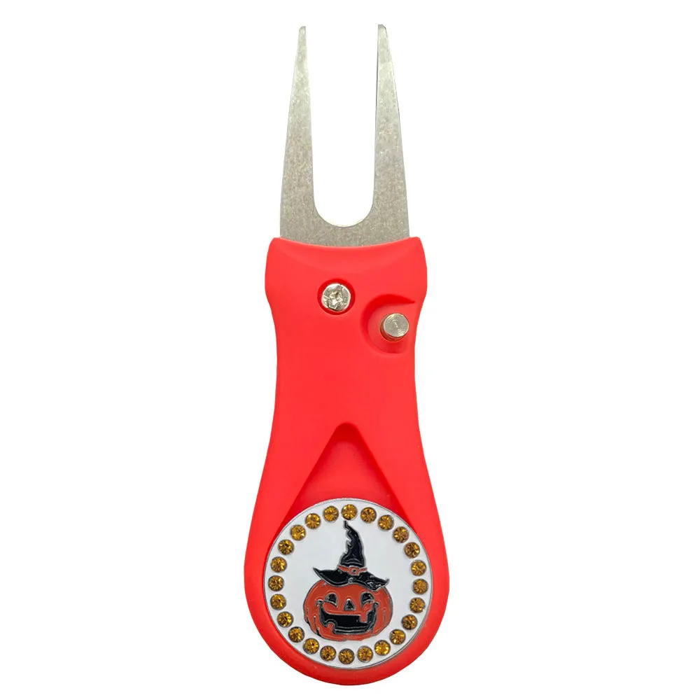 Pumpkin Golf Ball Marker With Colored Divot Repair Tool