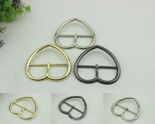 Purse Strap Slider Bag Hardware Metal Heart Double Loop Slide Buckle Adjuster Keeper Ring 53mm 2 1/8" Gold Silver 2/20pcs DIY Bulk Supplies
