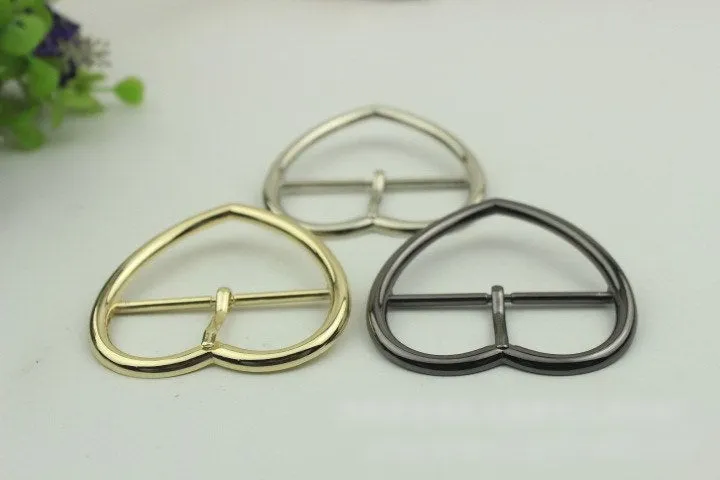 Purse Strap Slider Bag Hardware Metal Heart Double Loop Slide Buckle Adjuster Keeper Ring 53mm 2 1/8" Gold Silver 2/20pcs DIY Bulk Supplies