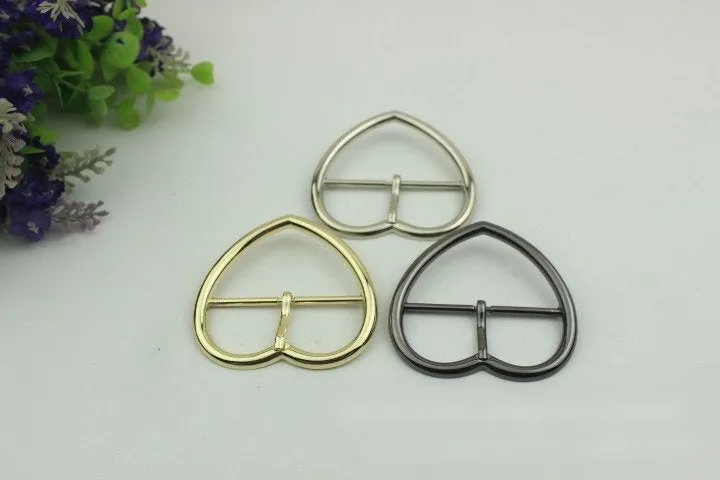 Purse Strap Slider Bag Hardware Metal Heart Double Loop Slide Buckle Adjuster Keeper Ring 53mm 2 1/8" Gold Silver 2/20pcs DIY Bulk Supplies