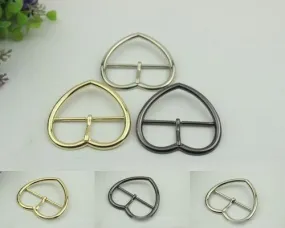 Purse Strap Slider Bag Hardware Metal Heart Double Loop Slide Buckle Adjuster Keeper Ring 53mm 2 1/8" Gold Silver 2/20pcs DIY Bulk Supplies