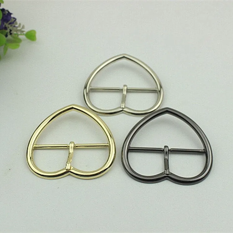 Purse Strap Slider Bag Hardware Metal Heart Double Loop Slide Buckle Adjuster Keeper Ring 53mm 2 1/8" Gold Silver 2/20pcs DIY Bulk Supplies