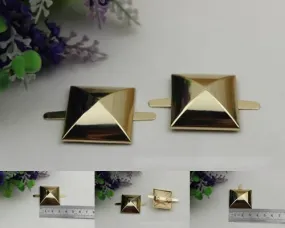 Pyramid Square Purse Label 1/10pcs Bag Hardware Charm Gold Handmade Purse Handbag Making Metal Decoration 30mm 1 1/4" Wholesale Supplies