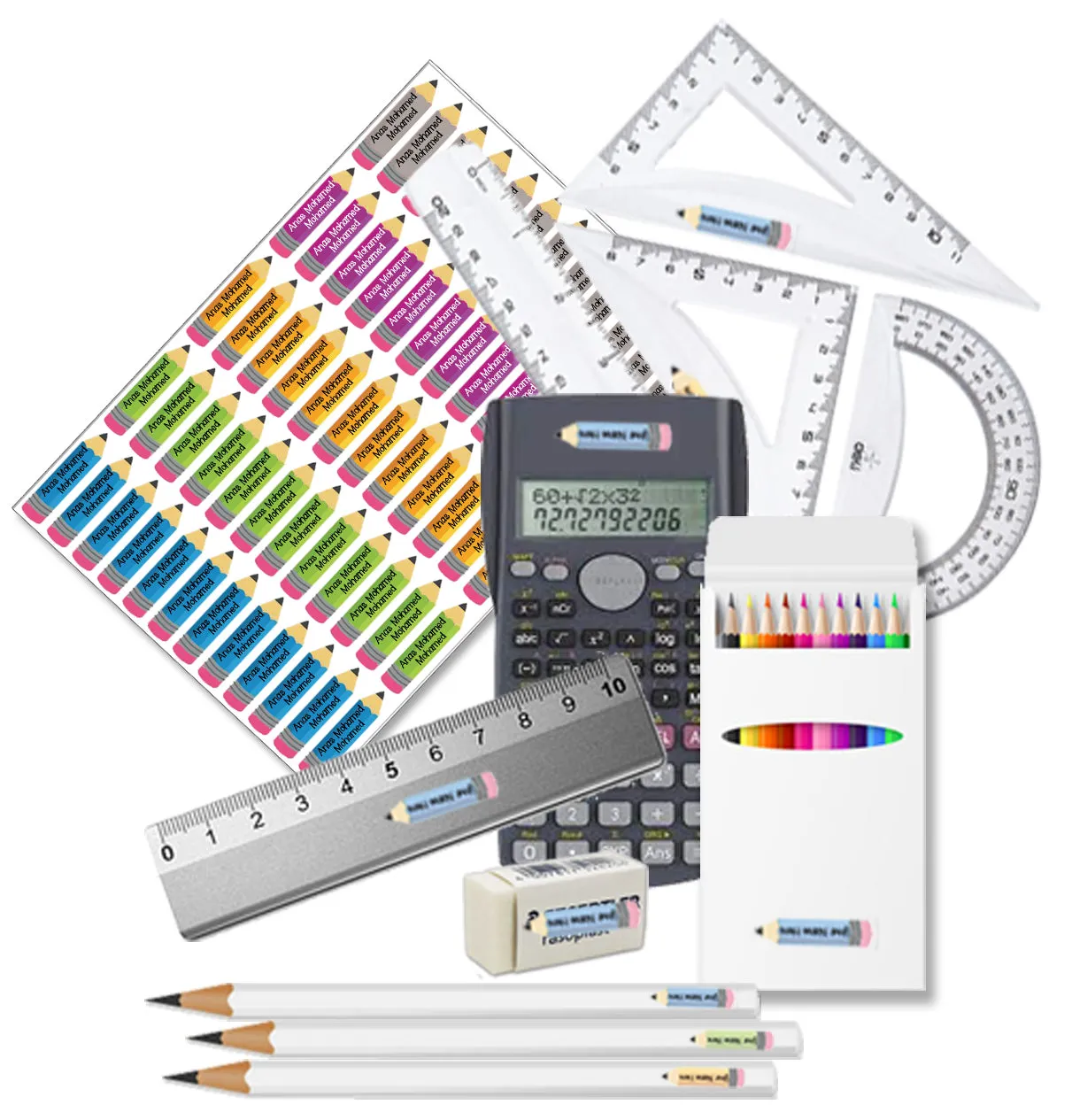 ""Caricature personalized (boys) labels packs
