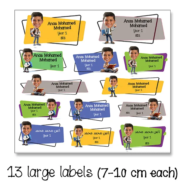 ""Caricature personalized (boys) labels packs