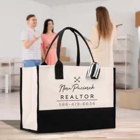Realtor Tote Bag Personalized Business Tote Bag Custom Real Estate Agent Gift Bulk Business Logo Realtor Swag Real Estate Tote Bag (RET1017)