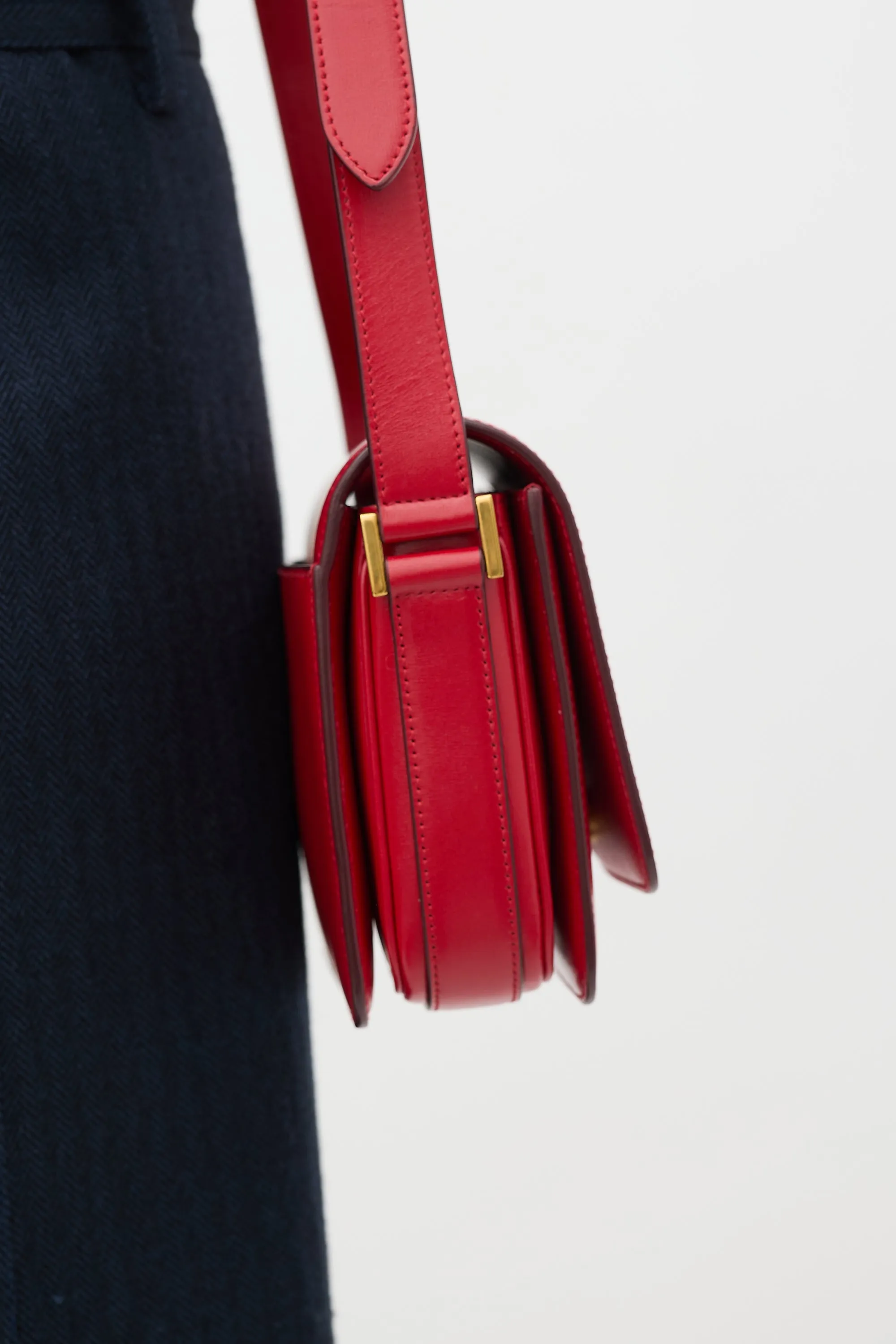 Red Leather Le 61 Small Saddle Bag