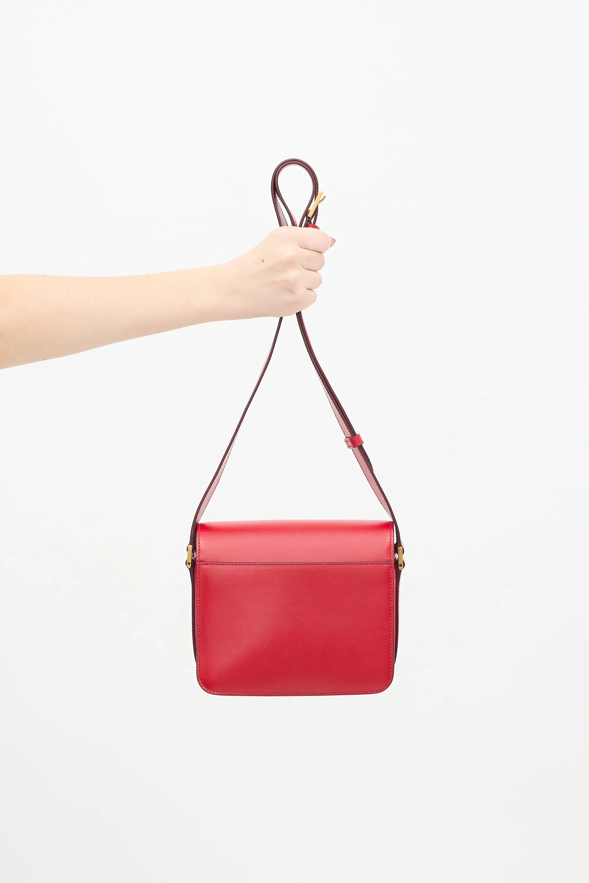 Red Leather Le 61 Small Saddle Bag