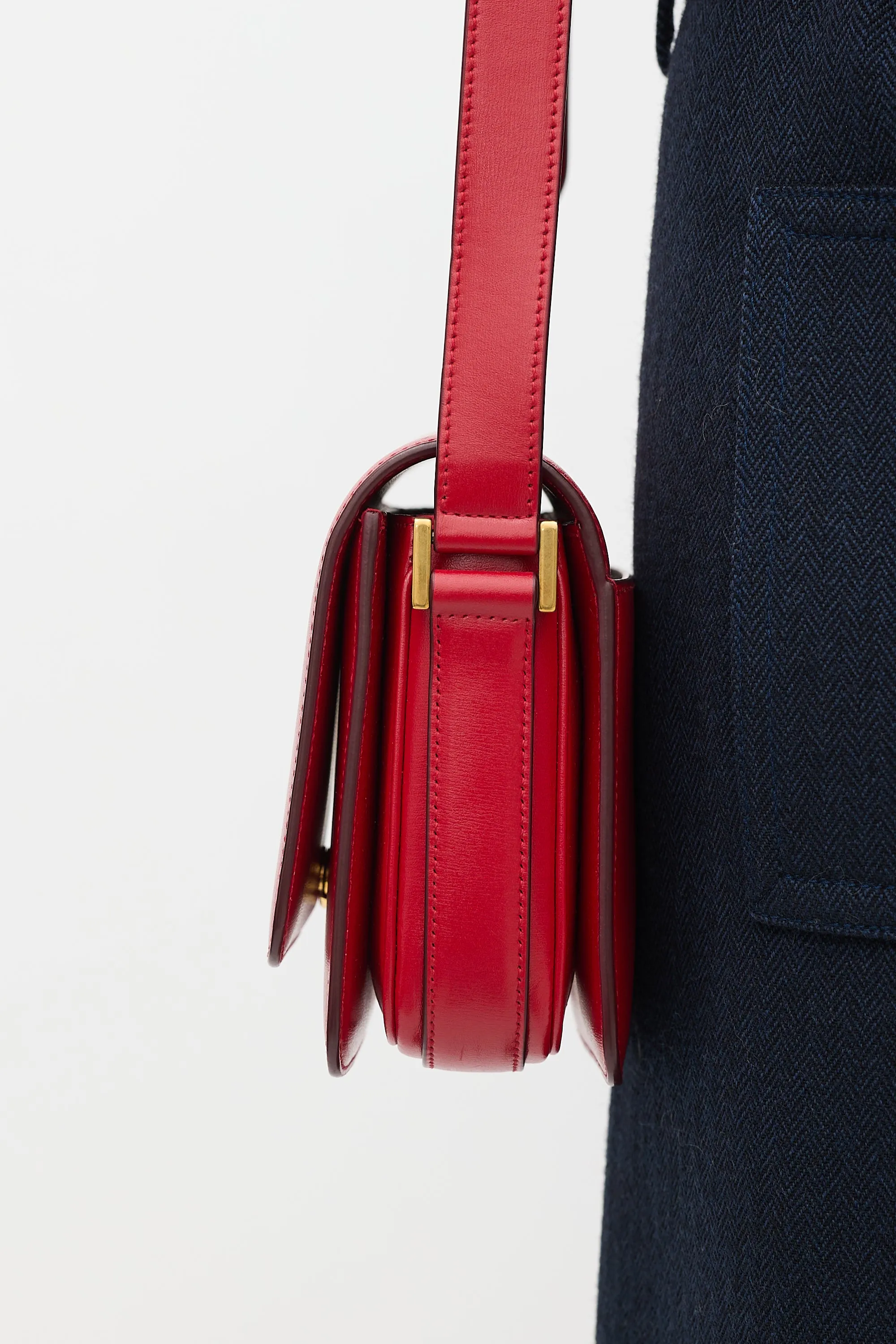 Red Leather Le 61 Small Saddle Bag