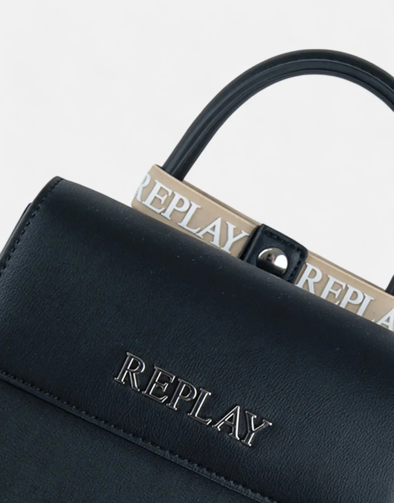 Replay Metal Logo Black Handbag