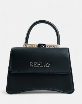 Replay Metal Logo Black Handbag