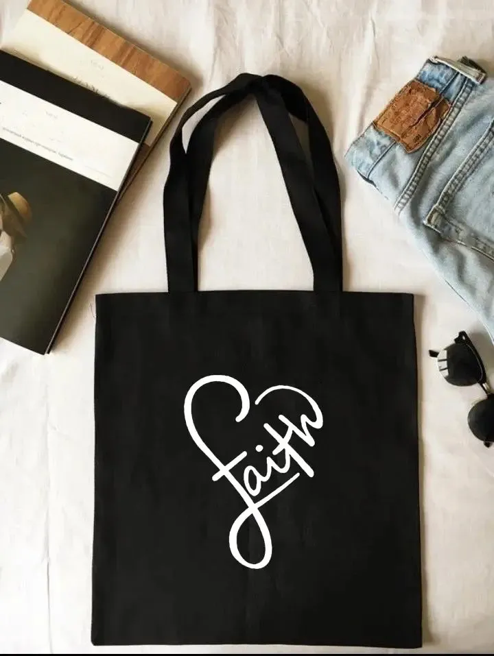 Shopping Bags Way Maker Miracle Worker My God Christian Canvas Tote Bag Faith Hope Love Jesus Print Reusable Shoulder Book Bag