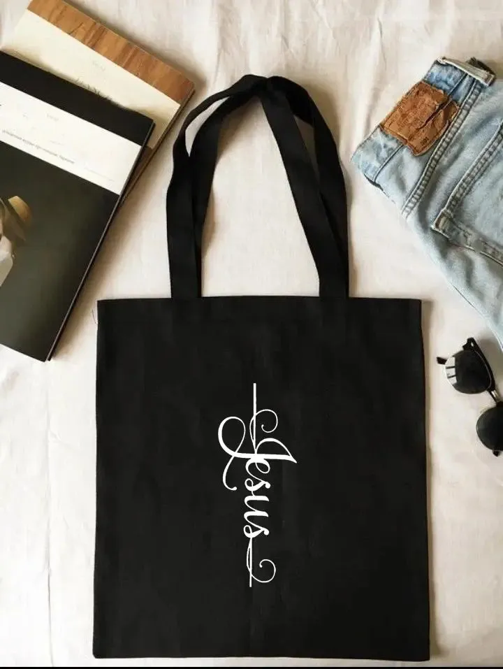 Shopping Bags Way Maker Miracle Worker My God Christian Canvas Tote Bag Faith Hope Love Jesus Print Reusable Shoulder Book Bag