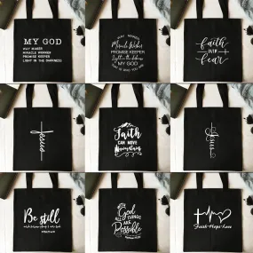 Shopping Bags Way Maker Miracle Worker My God Christian Canvas Tote Bag Faith Hope Love Jesus Print Reusable Shoulder Book Bag
