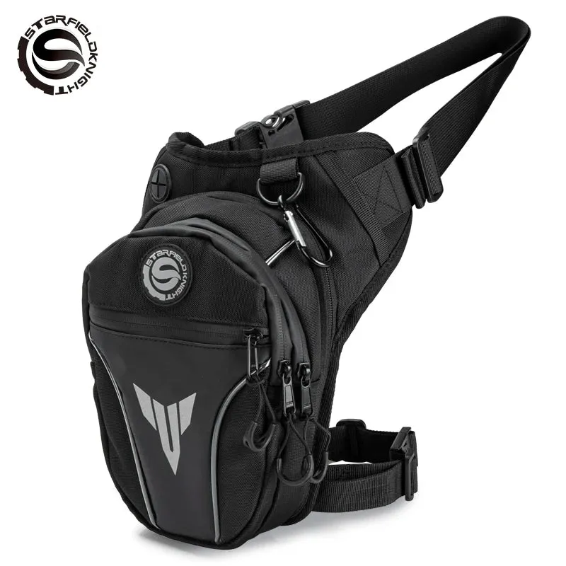 Star Field Knight Motorcycle Drop Leg Bag Motorbike Waist Bag Sport Portable Black Reflective
