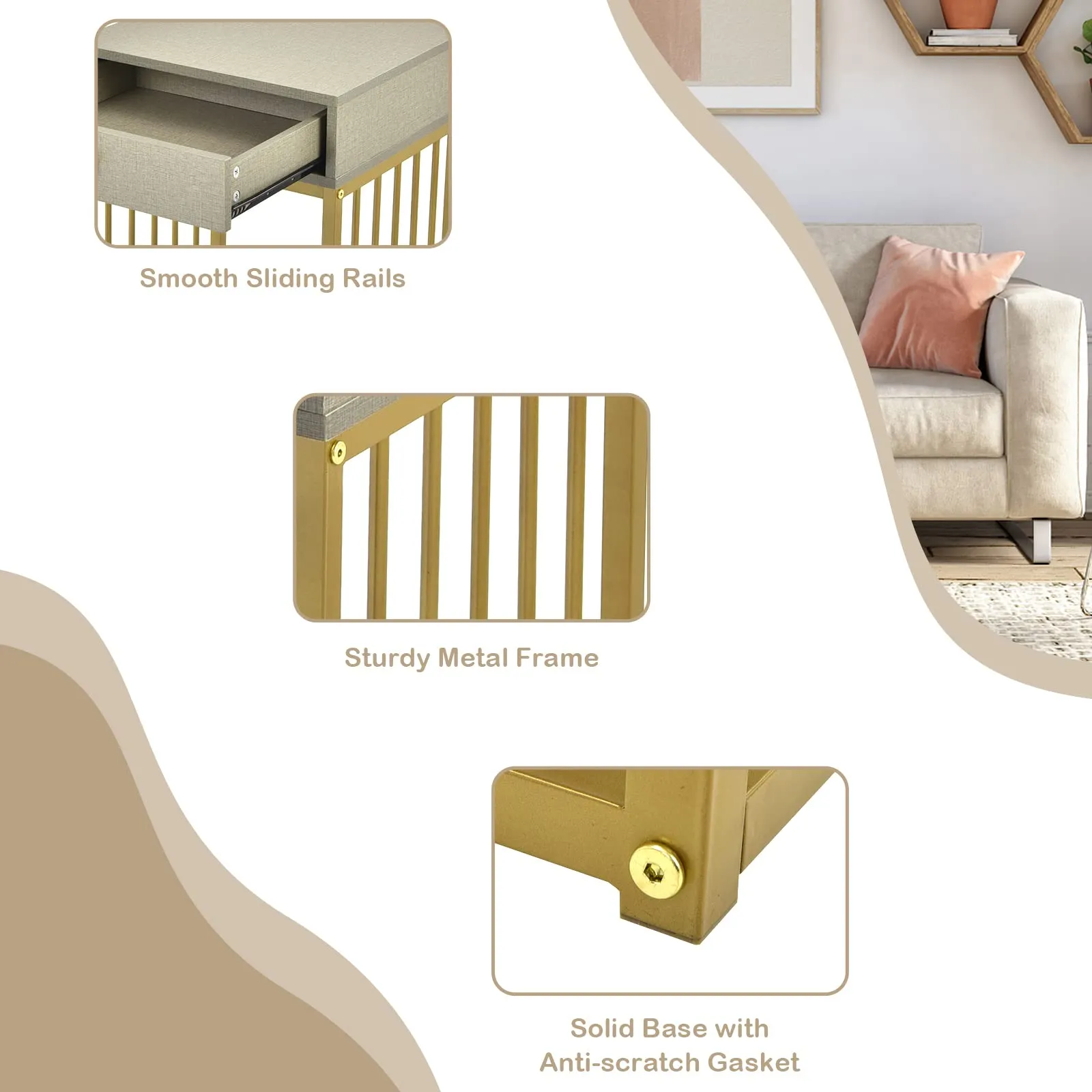 Tangkula Nesting Coffee Table Set of 2, Rectangular, Living Room Accent Cocktail Tables