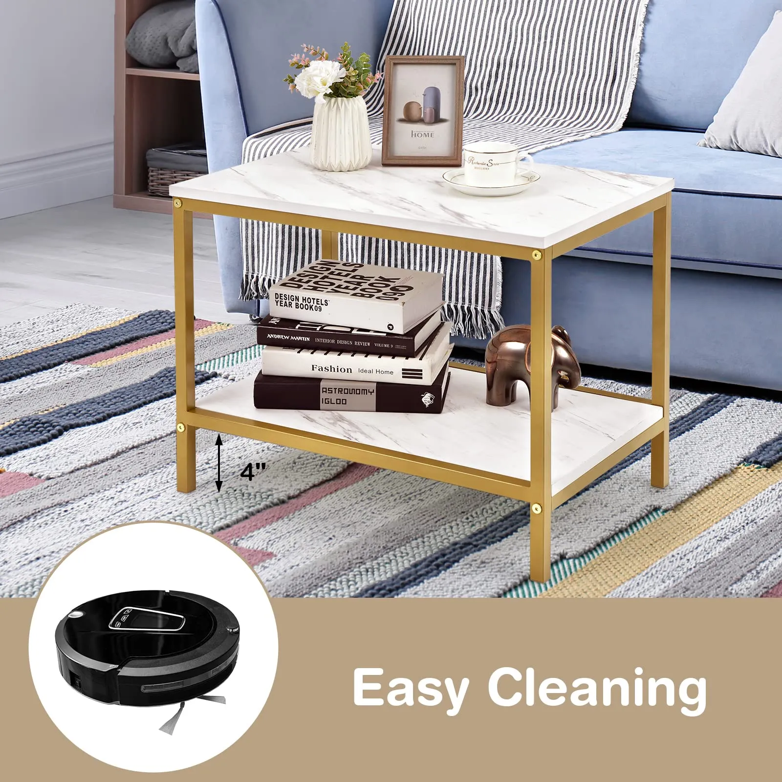 Tangkula Nesting Coffee Table Set of 2, Rectangular, Living Room Accent Cocktail Tables
