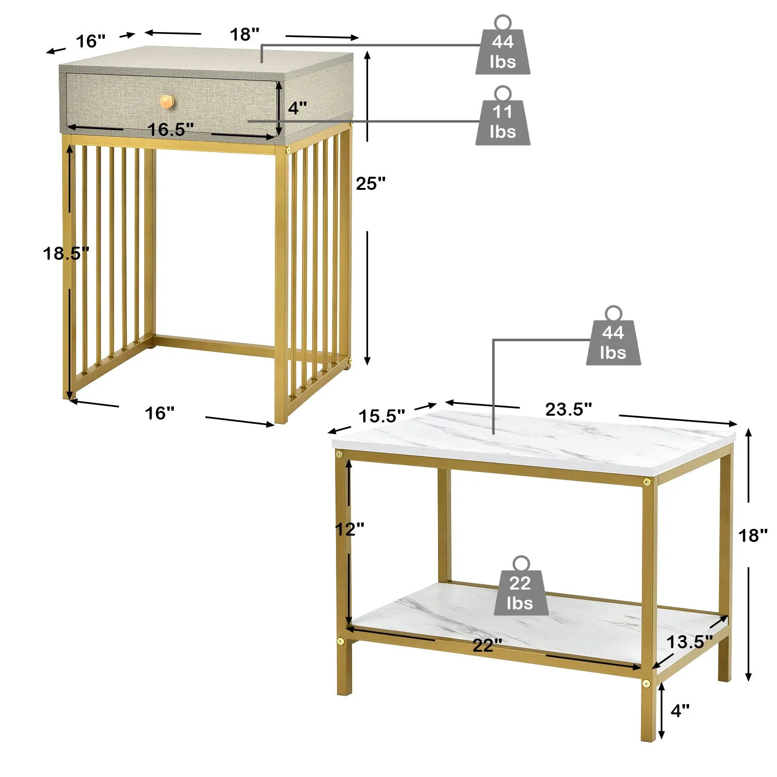 Tangkula Nesting Coffee Table Set of 2, Rectangular, Living Room Accent Cocktail Tables
