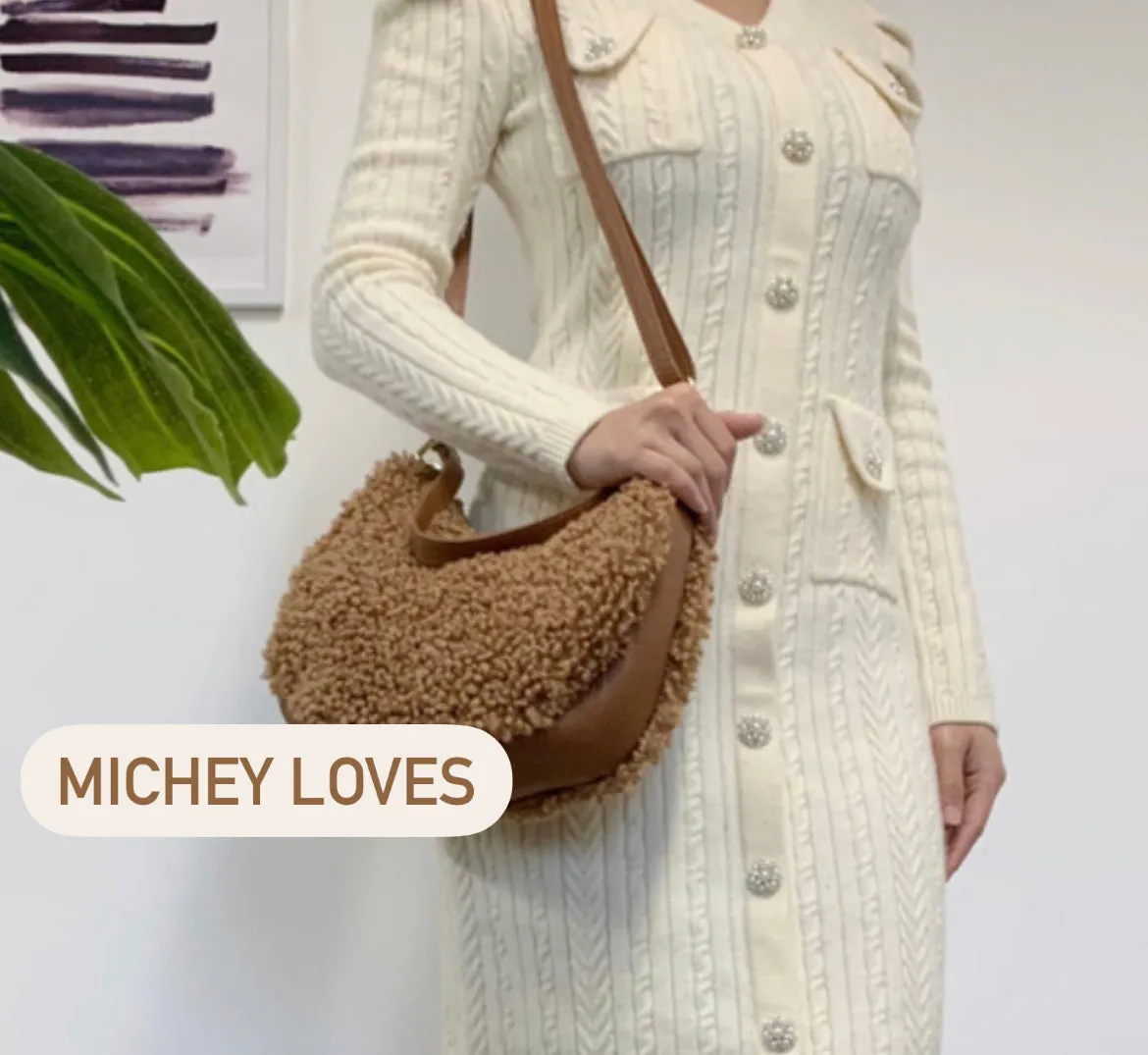 Teddy Shearling & Leather Bag | Cream