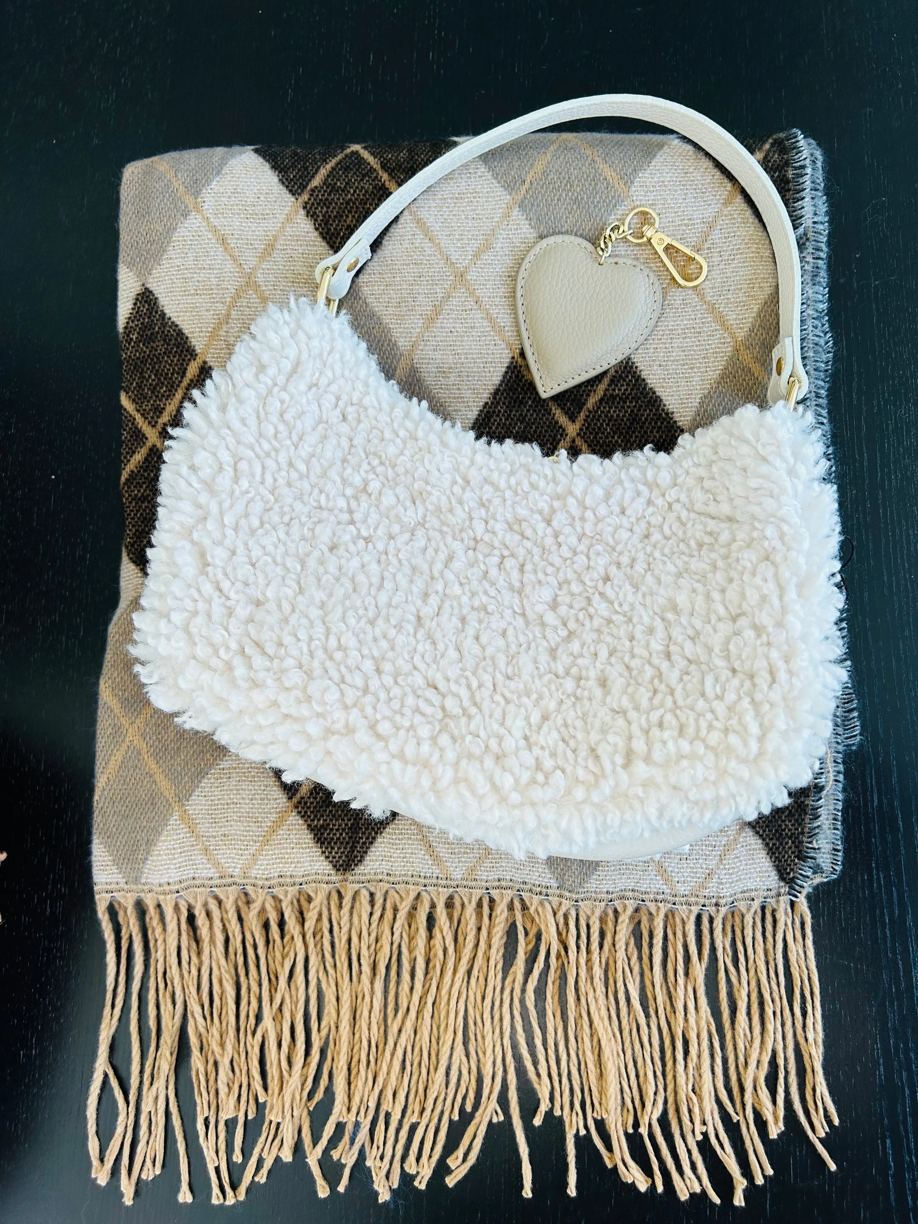 Teddy Shearling & Leather Bag | Cream