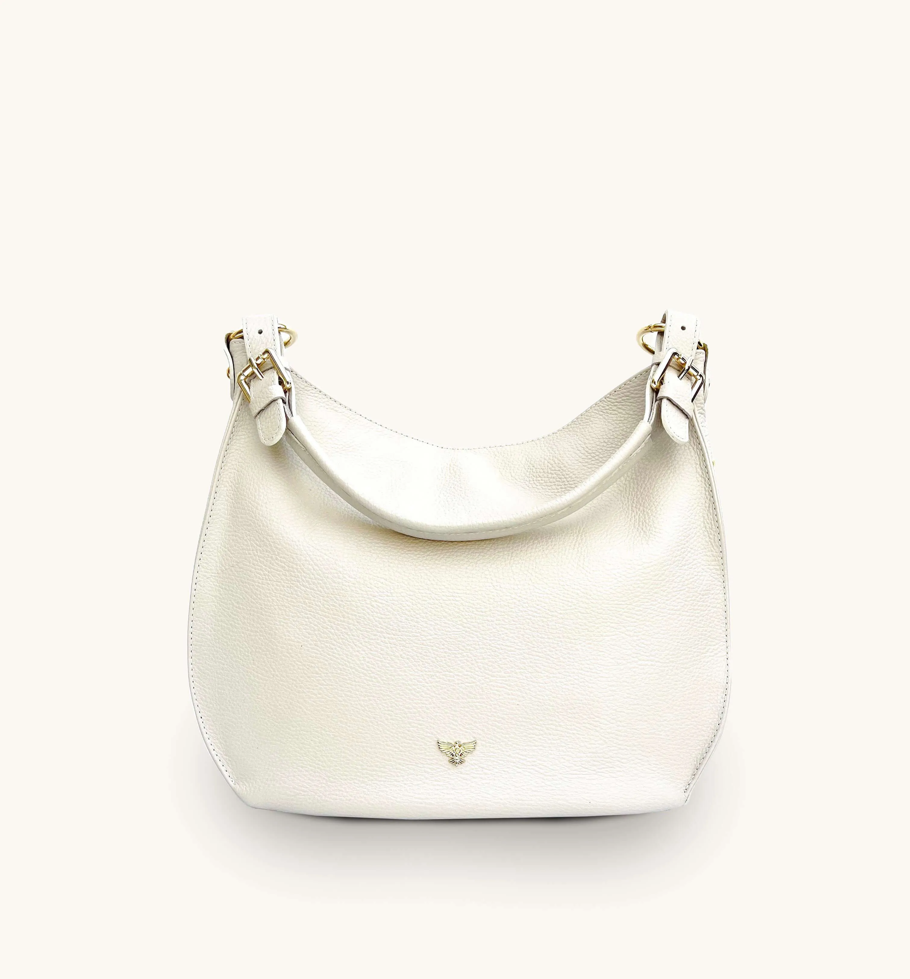 The Harriet Stone Leather Bag With Olive Green Arrow Strap
